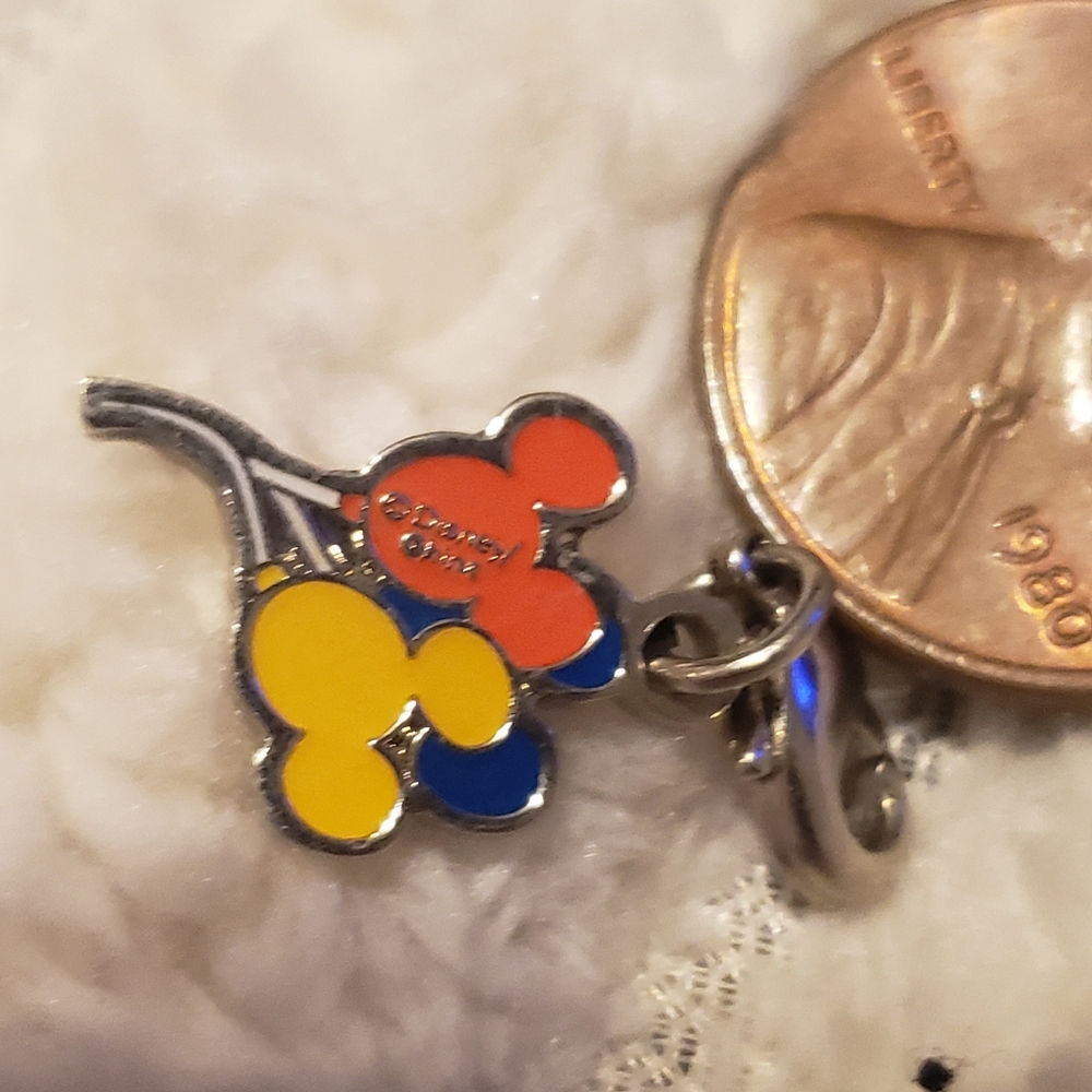 2/$39 Disney Vintage Genuine Silver Orange Mickey Mouse Balloon Charm Deadstock - Picture 5 of 7